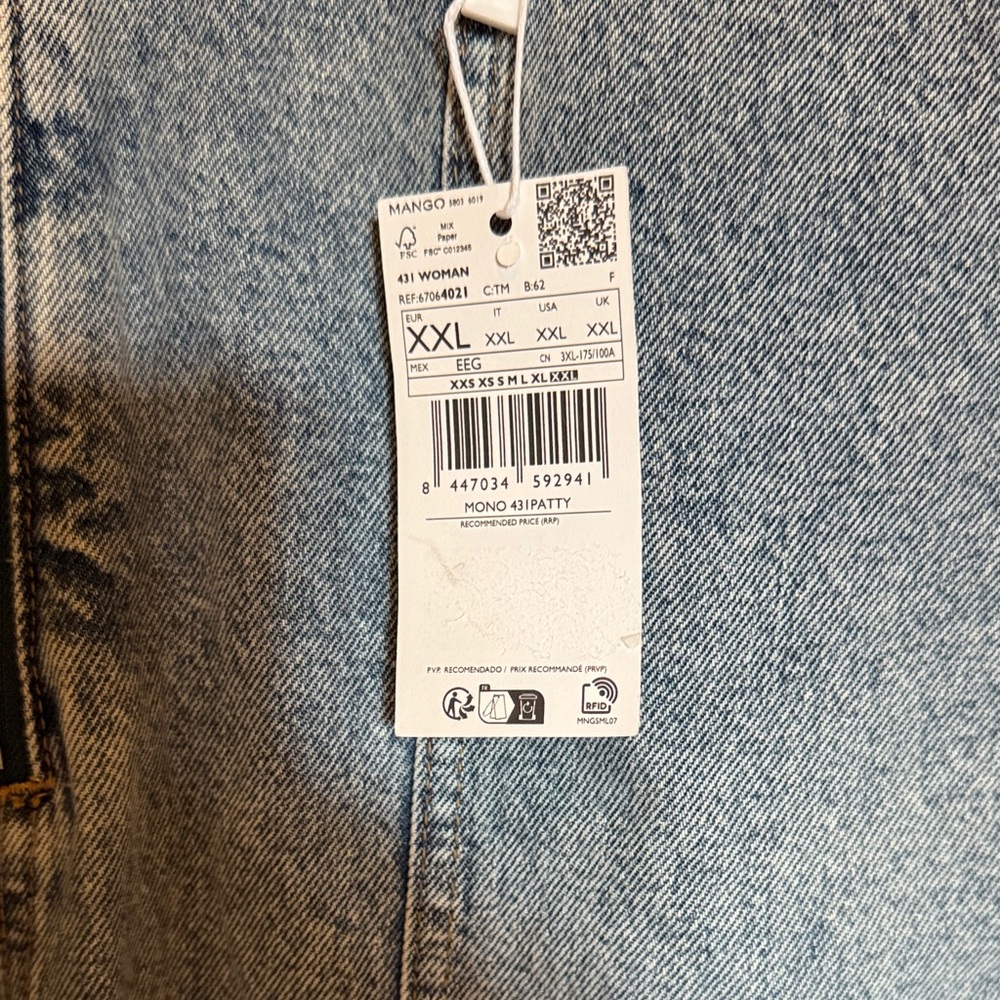 Mango Light Blue Denim Jumpsuit